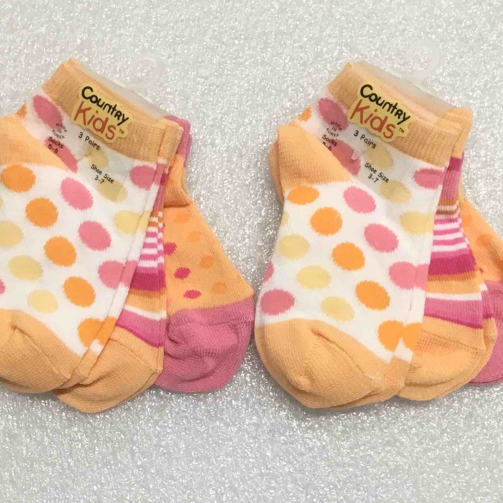 Country Kids Socks - 3 pack - Size 5-6 - Tangerine